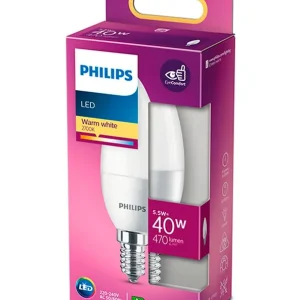 Toppris - SOMMER OUTLET - E14 - Philips LED Kerte Pære - Mat - 5.5W - 470lm