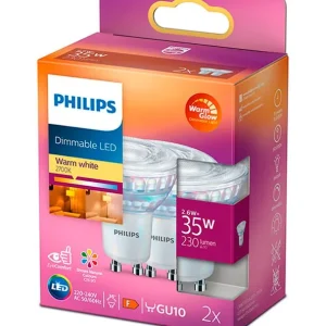 Tilgængelig nu - GU10 - Philips Warm Glow LED Spot 2.6W - 230lm 2-pak