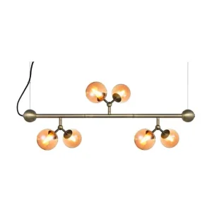 Kan bestilles | SOMMER OUTLET - Halo Design - Atom Mini Horisontal Pendel - Antik Messing/Amber - L 80cm