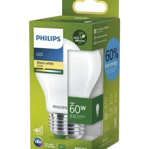 Tilbuddet slutter snart | E27 - Philips LED Pære - 4W - 840lm - 2700K - Mat - A-lyskilde