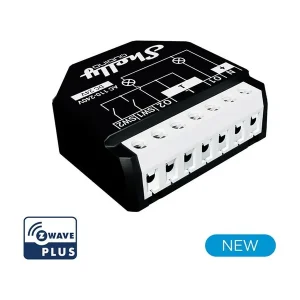 Bestil online - Shelly - Qubino Wave 2Pm - Z-Wave Relæ, 2 Kanaler Med Effektmåling (24VDC/230VAC)