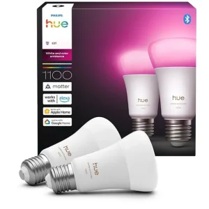 E27 - Philips Hue Color and White Ambiance 1100lm LED pære 2-pak (NY 2025 MODEL) | Topkvalitet