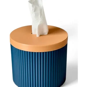 Simiu - Papirdispenser - Rund - Navy Blå/Beige - 13,5cm - Nem betaling