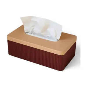 Simiu - TISSIVA - Papirdispenser - Firkantet - Bordeaux Rød/Beige - 25 x 14cm - Tilbudspris