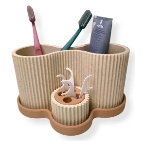 Leveres hurtigt | Simiu - SNOOVA - Tandbørste Holder Med Opbevaring - Marmor/Beige