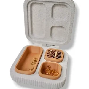 Simiu - JEWTRA - Smykke Rejseboks i hvid marmor - 10,7 x 10,4 x 3cm - Sidste chance