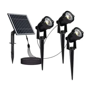 V-Tac Sorte Solcelle Havelamper med LED (3x1.2W) - Inkluderer Spyd og har IP65 Vandtæthed - 3 års Producentgaranti - Sidste mulighed