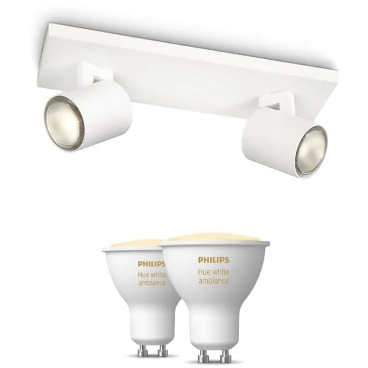 Philips Runner spotlampe, 2 spots, Hue White Ambiance pærer | Topkvalitet