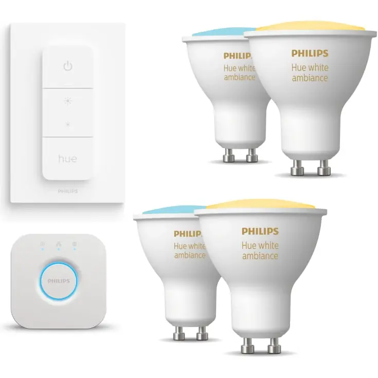 Rabat | Philips Hue White Ambiance GU10 spotpære, startsæt