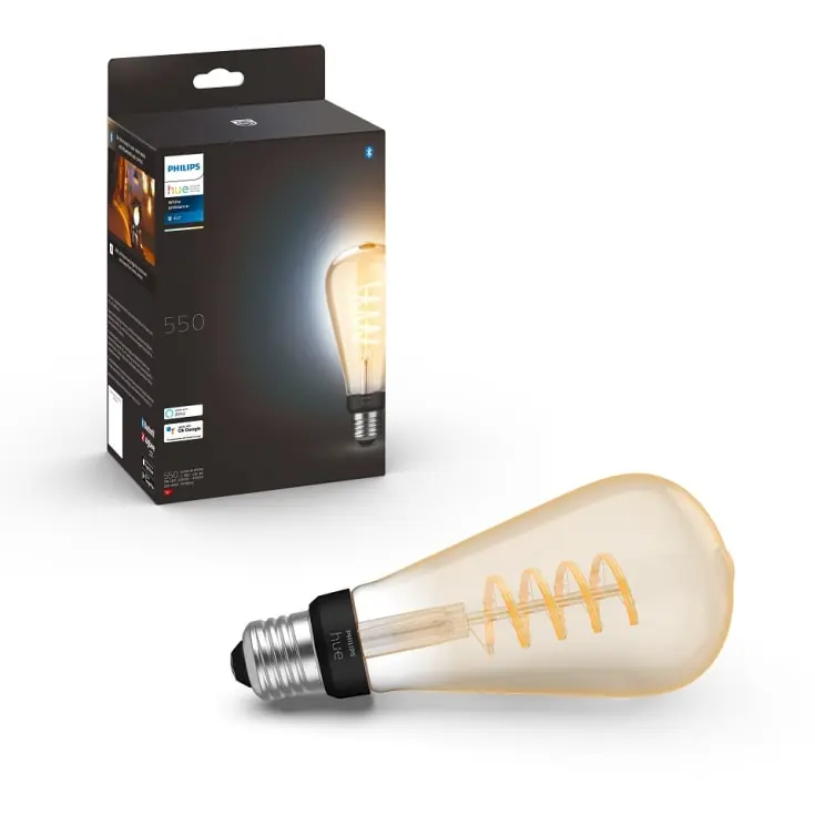 Tidsbegrænset tilbud - 4 stk Philips Hue White Ambiance E27 edisonpære, 2200K-6500K, 7W, Ø7,2 cm