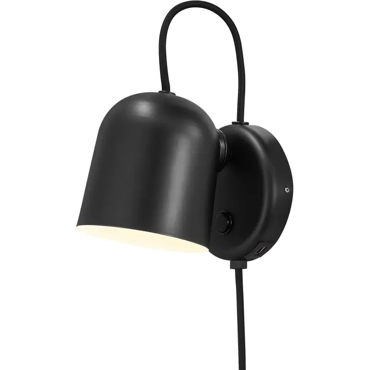 Dftp Angle væglampe med USB, sort - Direkte fra fabrikken