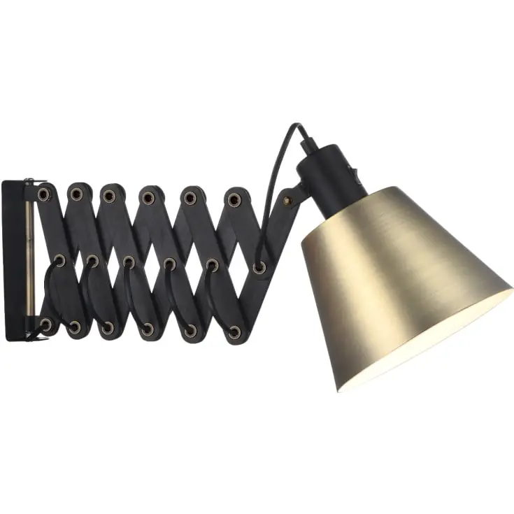 Godt tilbud - Halo Design Vintage sakselampe, sortolieret/messing