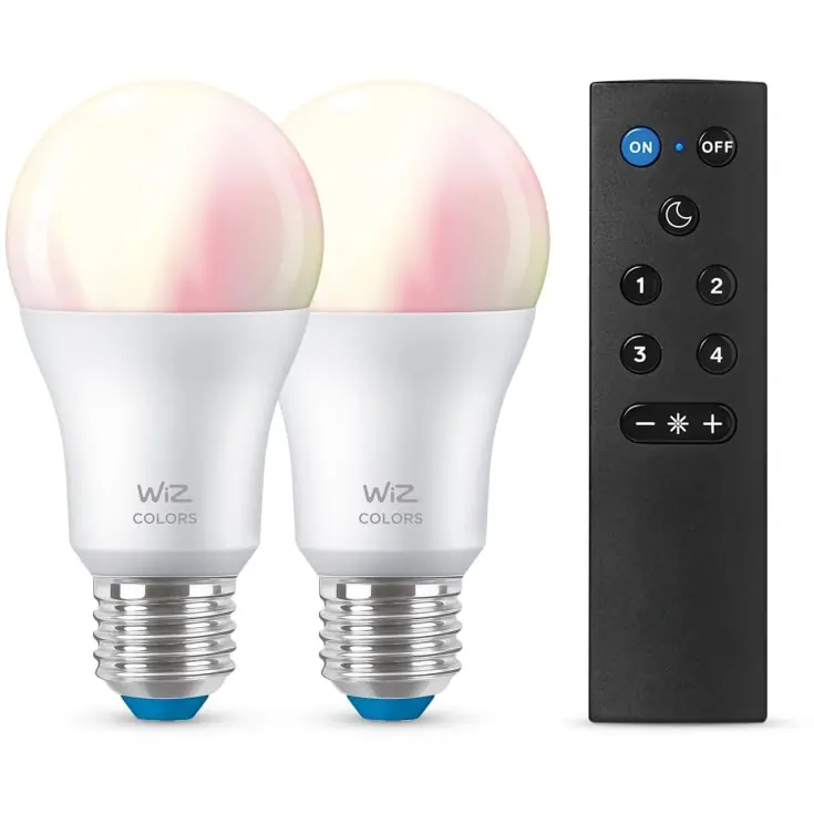 Wiz E27 standardpære med fjernbetjening, 2200K-6500K, 8W, 2-pak | Ekstra rabat