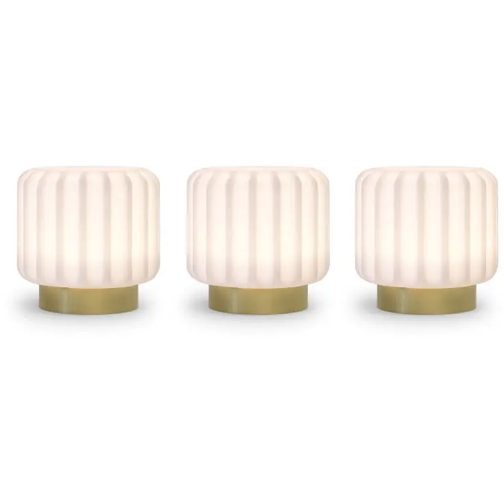 Atelier Pierre Dentelles genopladelig bordlampe, 3 stk, guld - Sidste chance