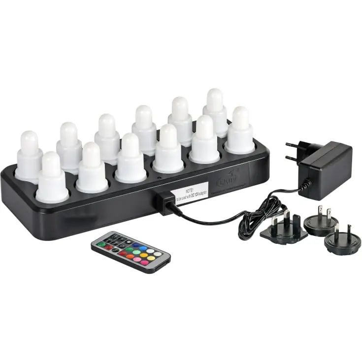 Duni genopladelige LED indsats, farvet lys, 12 stk. | Bestil nemt