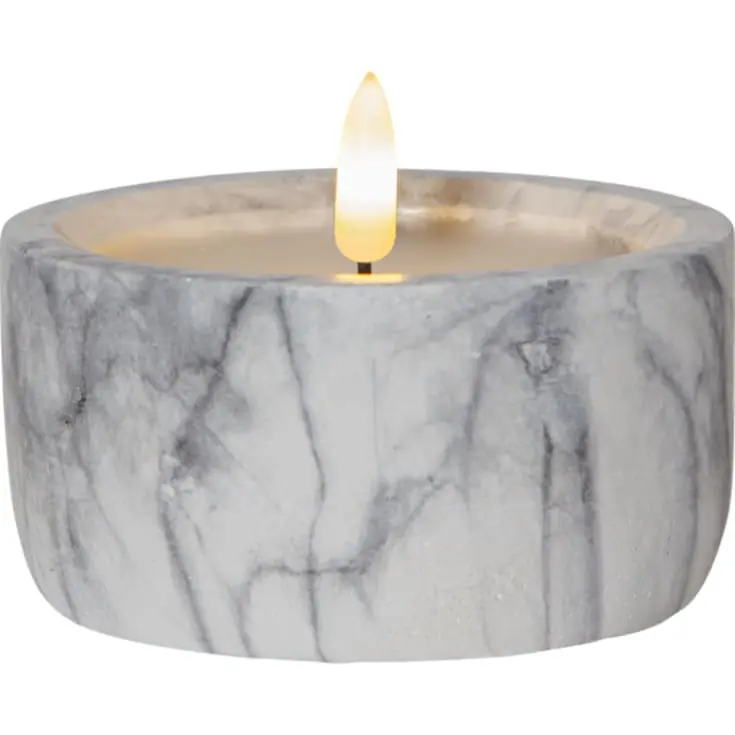 12 stk Star Trading Flamme Marble LED bloklys, batteri - Hurtig levering
