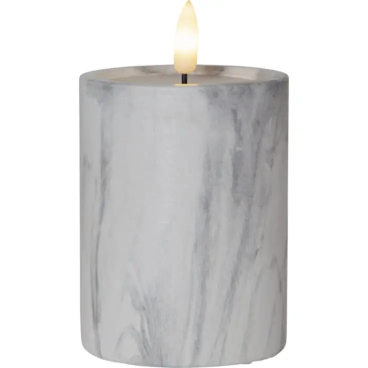 12 stk Star Trading Flamme Marble LED bloklys, batter | Stærkt tilbud