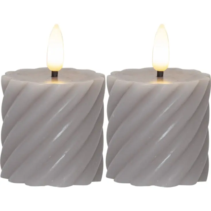 20 stk Star Trading Flamme Swirl LED bloklys, batteri, grå | Superpris