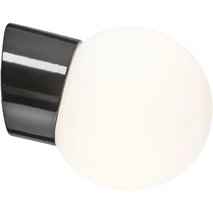 Ifö Electric Classic Glob 150 væglampe, mat opal, sort | Nyhed i sortimentet