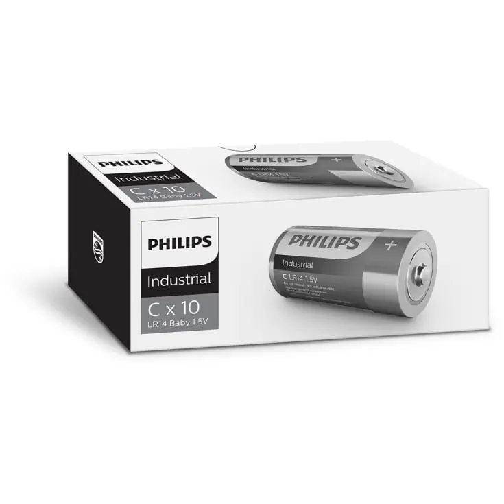 Philips Industrial Alkaline C batterier, 10 stk. - Begrænset lager