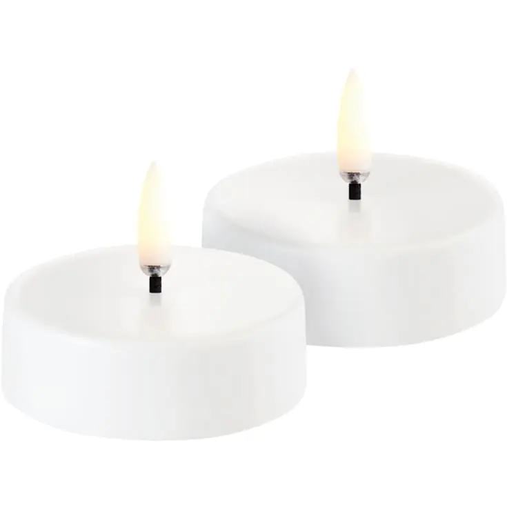 Uyuni LED fyrfadslys, genopladelig, hvid, 2-pak - Topkvalitet