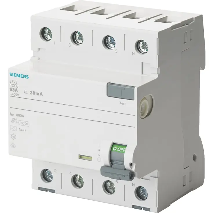 Populært produkt - Siemens 5SV HPFI relæ A, 4P, 63A