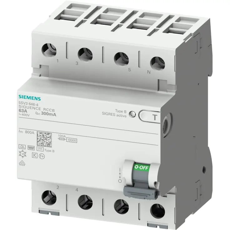 Eftertragtet - Siemens 5SV HPFI relæ B, 4P, 40A