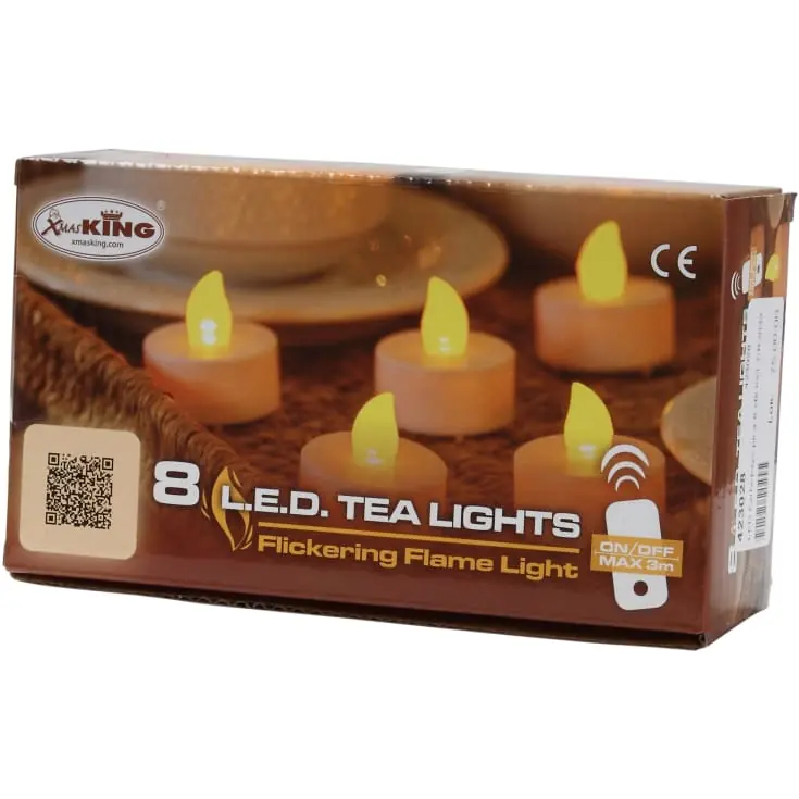 8 LED fyrfadslys med fjernbetjening | Bestil i dag
