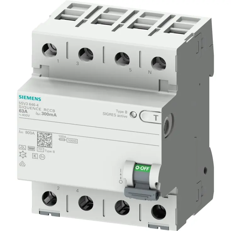 Siemens 5SV HPFI relæ B, 4P, 63A - Spar mere