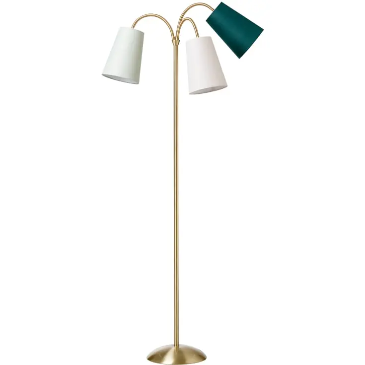 Anbefalet valg - Nielsen Light Salsa gulvlampe, guld med støvgrøn, off white & flaskegrøn skærm