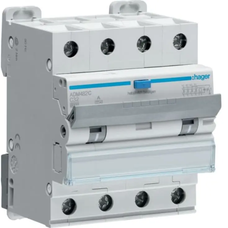 Kundernes favorit | Hager ADA482C HPFI kombiafbryder C, 4P, 32A