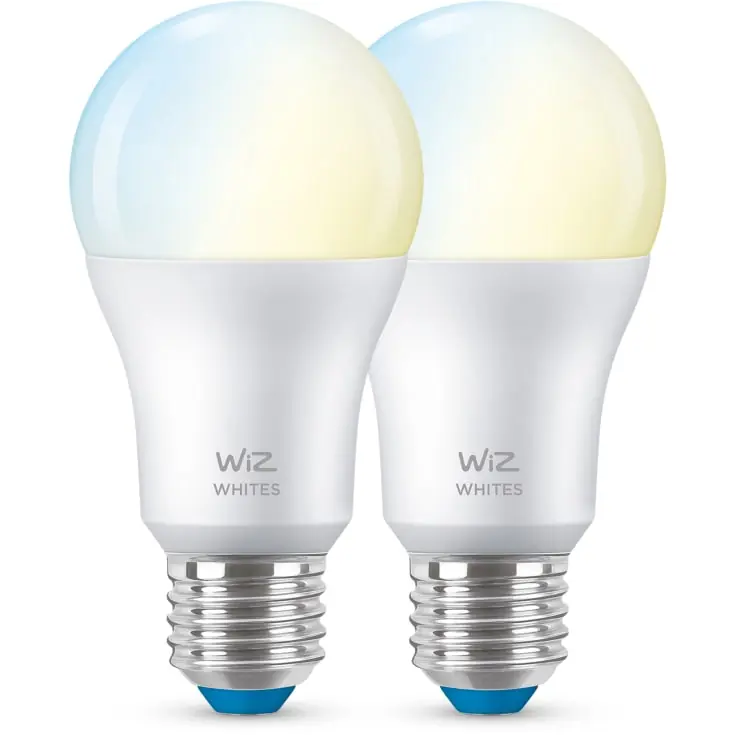Wiz E27 standardpære, 2700K-6500K, 8W, 2-pak - Særpris
