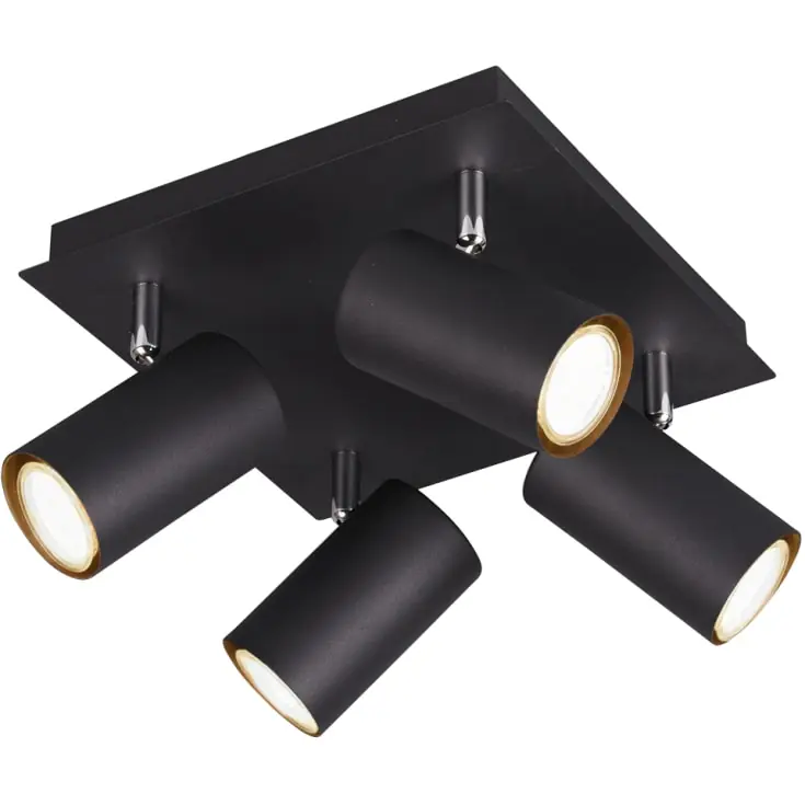 Trio Lighting Marley spotlampe, 4 spots, sort | Bedste pris