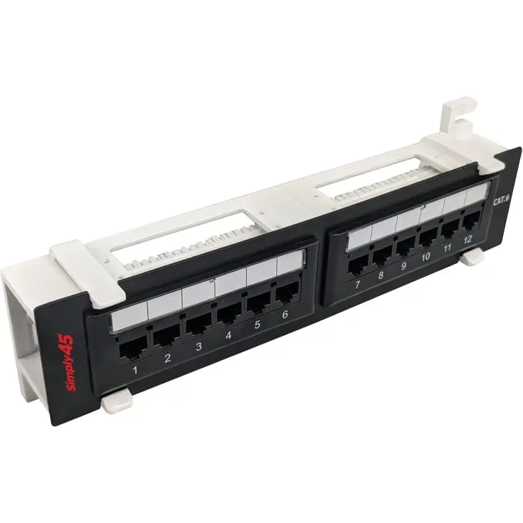Simply45 RJ45 Patchpanel 12 port loaded, CAT6, til væg - Bedste pris
