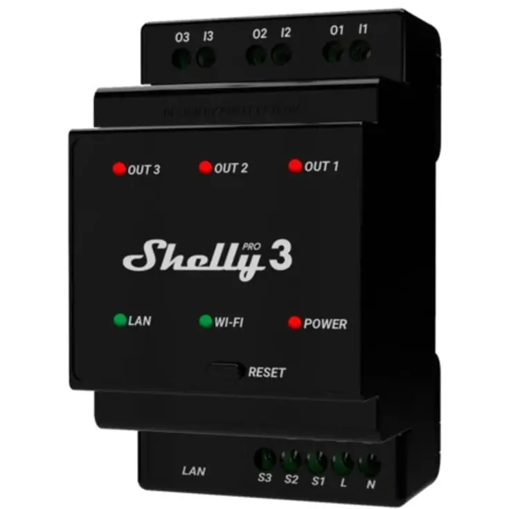 Shelly Pro 3 kontaktsæt, wifi relæ - God pris