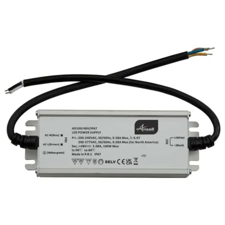 Ansell Lighting udendørs LED driver, 48V, 100W - Populært valg