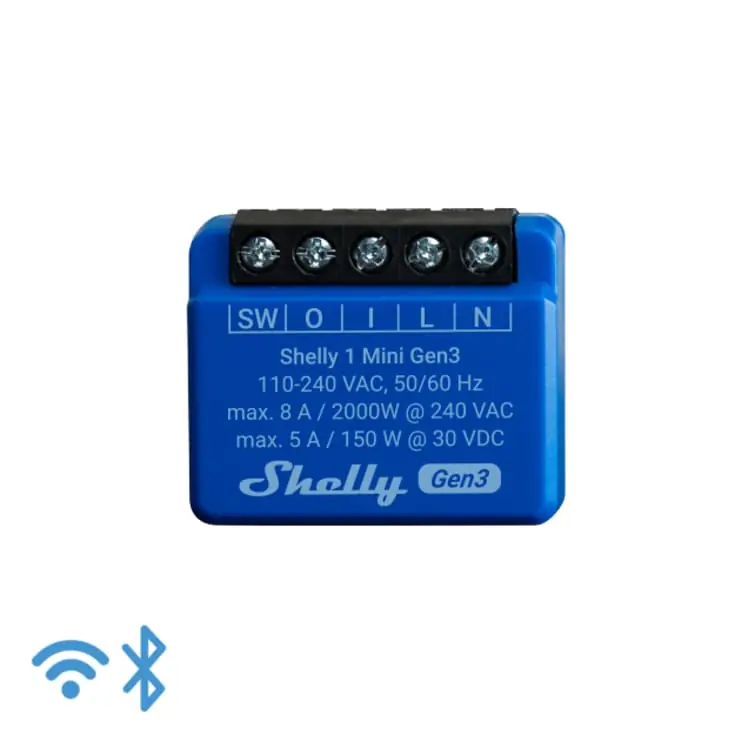 Kampagnepris | Shelly Plus Mini relæ med Wi-Fi og potentialfrit kontaktsæt