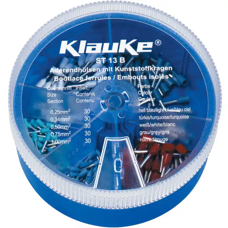 Kun i begrænset tid - Klauke ST13B sortimentsboks, med isolerede terminalrør, 0,25 - 1,0 mm²