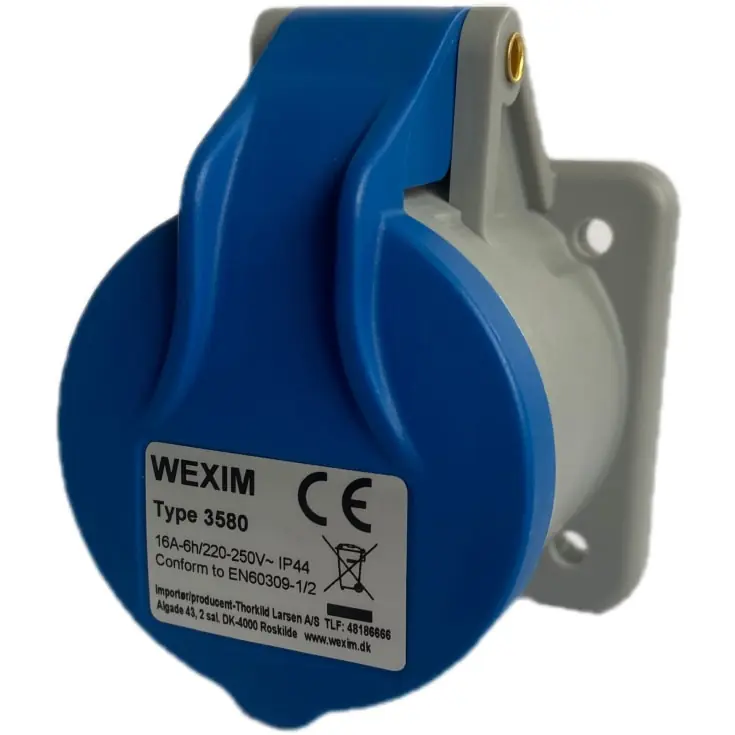 Wexim CEE vægudtag, 3P, 230V, 16A, IP44 - Premium kvalitet