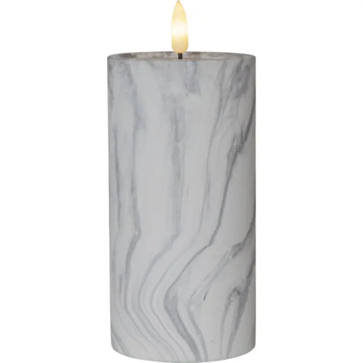 12 stk Star Trading Flamme Marble LED bloklys, batteri | Tryg betaling