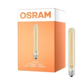 Tilgængelig nu | Osram Vintage 1906 LED E27 Tubular filament guld 5W 400lm - 820 ekstra varm hvid erstatter 35W
