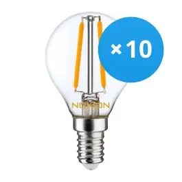 Fordelspakke 10x Noxion Lucent LED E14 Kugle filament klar 4.5W 470lm - 827 ekstra varm hvid erstatter 40W - Outlet