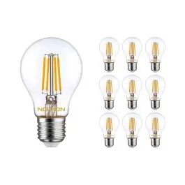 Fordelspakke 10x Noxion Lucent filament LED E27 Pære klar 7W 806lm - 827 ekstra varm hvid erstatter 60W | Kundernes favorit