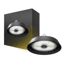 Bright Choice LED Highbay Stål Sort 150W 25500lm 90D - 757 Kold Hvid IP65 - med Bevægelses- og Lyssensor - Køb direkte
