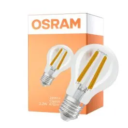 Bedste pris - Osram Classic LED E27 Pære Filament Klar 2.2W 470lm - 827 Ekstra Varm Hvid Dæmpbar - Erstatter 40W