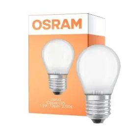 Bedste pris | Osram Classic LED E27 Kugle Filament Matt 1.5W 136lm - 827 Ekstra Varm Hvid Erstatter 15W