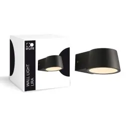 Kampagnetilbud - D‘Lite Vægbelysning Lira Sort 7W 600lm 830 Varm Hvid IP54