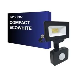 Toppris - Noxion LED Projektør Beamy G3.1 Sort 10W 1100lm 100D - 830 Varm Hvid IP44 - Bevægelses- og Lyssensor - Symmetrisk