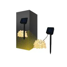 Kun kort tid - Bright Choice Lyskæde LED Moonballs ABS 1W 20lm - 850 Kold Hvid IP65 - Solar
