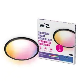 Topprodukt | WiZ Smart LED Loftlampe SuperSlim Sort 22W 2600lm - 922-965 Justerbar Hvid + RGB Bedste Farvegengivelse - Wifi Dæmpbar